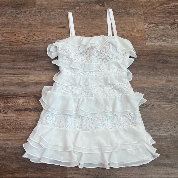 Lilly Pulitzer Dresses & Skirts - Lilly Pulitzer White Lace Ruffle Tiered Dress Size 2 Chiffon Mini Dress Bridal